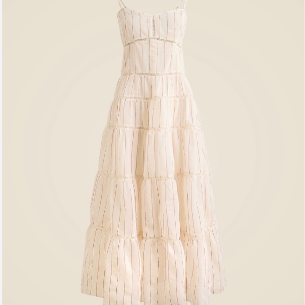 NWT Jcrew Tiered slip dress in dobby satin